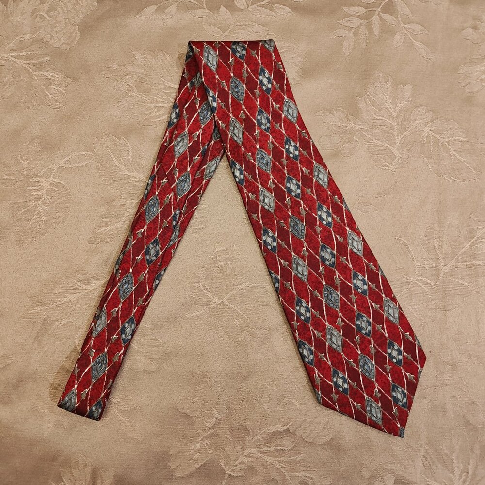 Henry Grethel Vintage 100% Italian Silk Red Tie, Excellent Used Condition! (EUC) - Picture 2 of 5